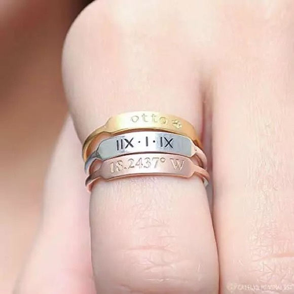 Custom Engraved stackable rings - Picture 4 of 5